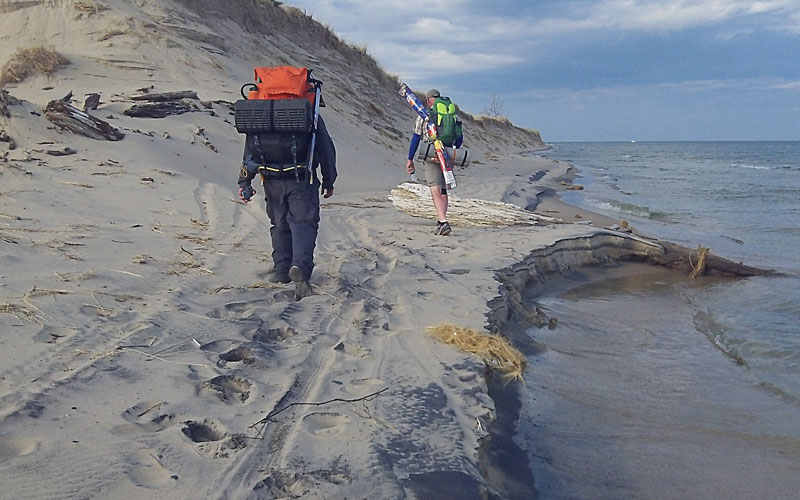 hiking back to ludington state park from nordhouse
